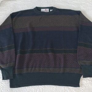 VTG Florence Tricot L Fair Isle Cosby Sweater Wool Blend Pullover Made Italy